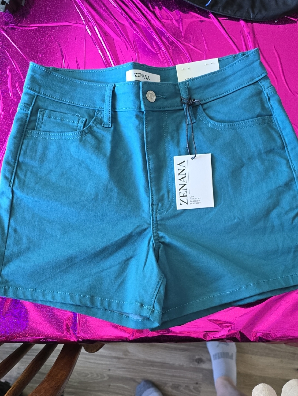 Zenana Outfitters Teal High Waist Women’s Shorts